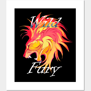 Lion Wild Fury filled, light Posters and Art